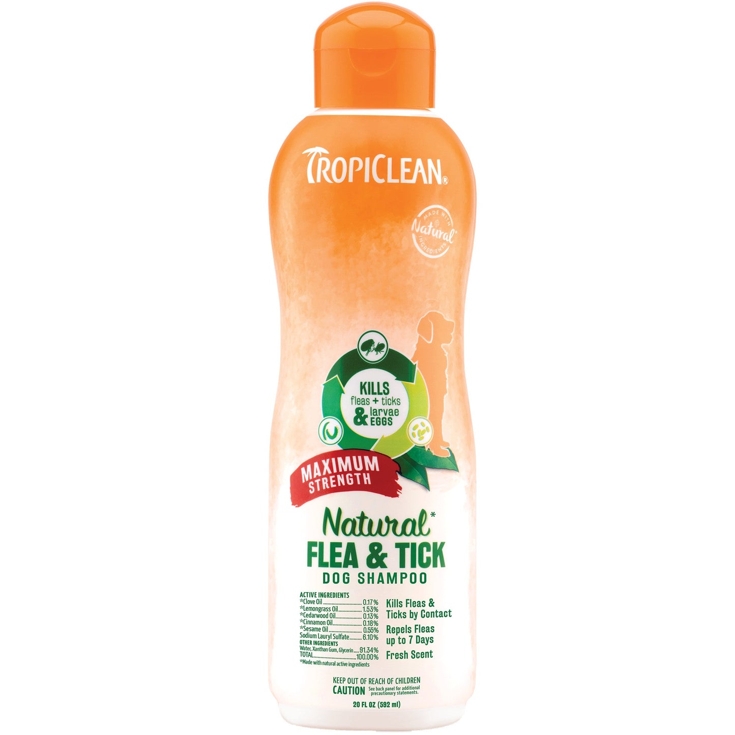 Tropiclean Flea and Tick Dog Maximum Strength Shampoo (20oz)