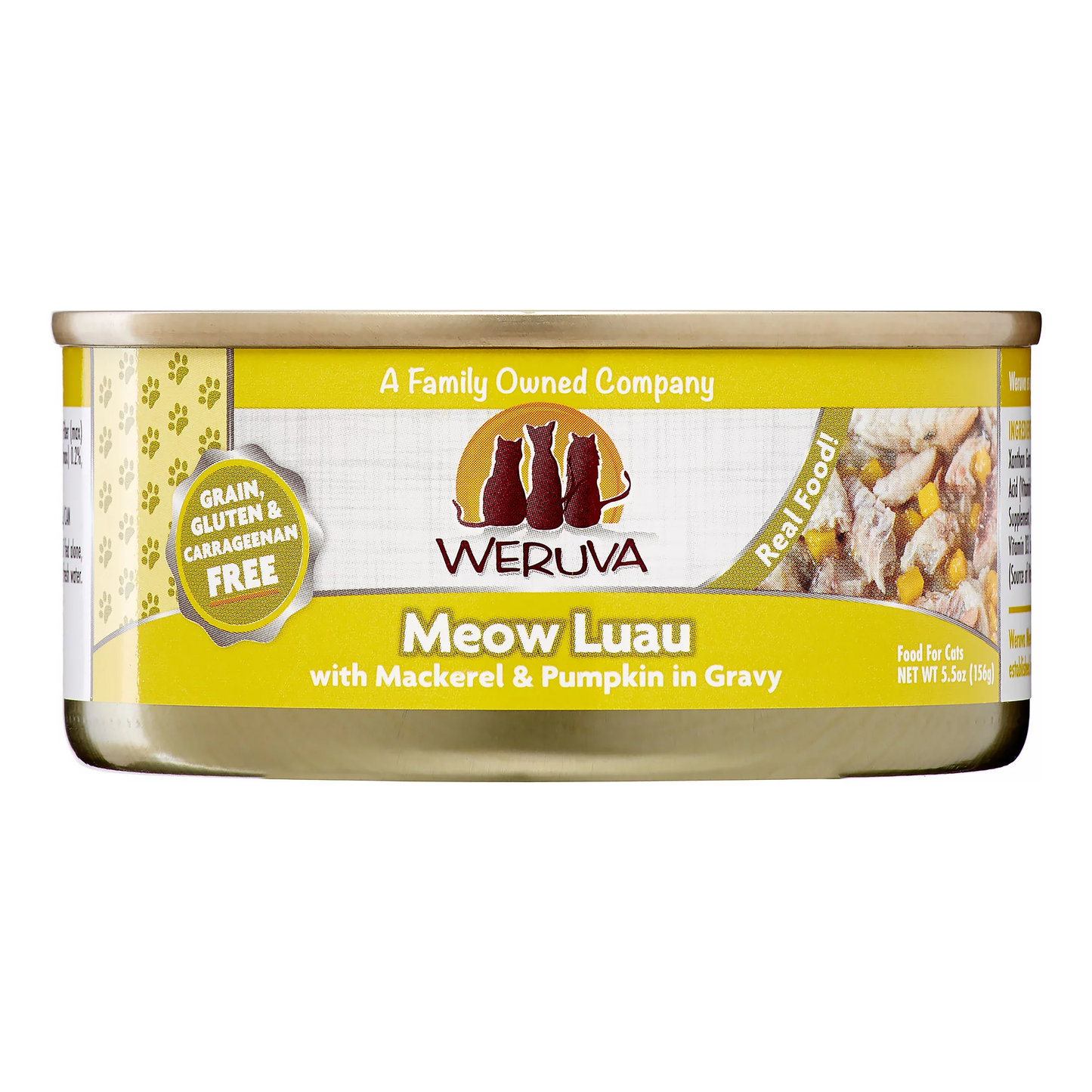 Weruva Adult Meow Luau Mackerel and Pumpkin in Gravy Cat Food (5.5oz)