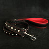 Premium Pet Guardian Gear: Black soft leather studded leash - Sanctum Paws and Fangs