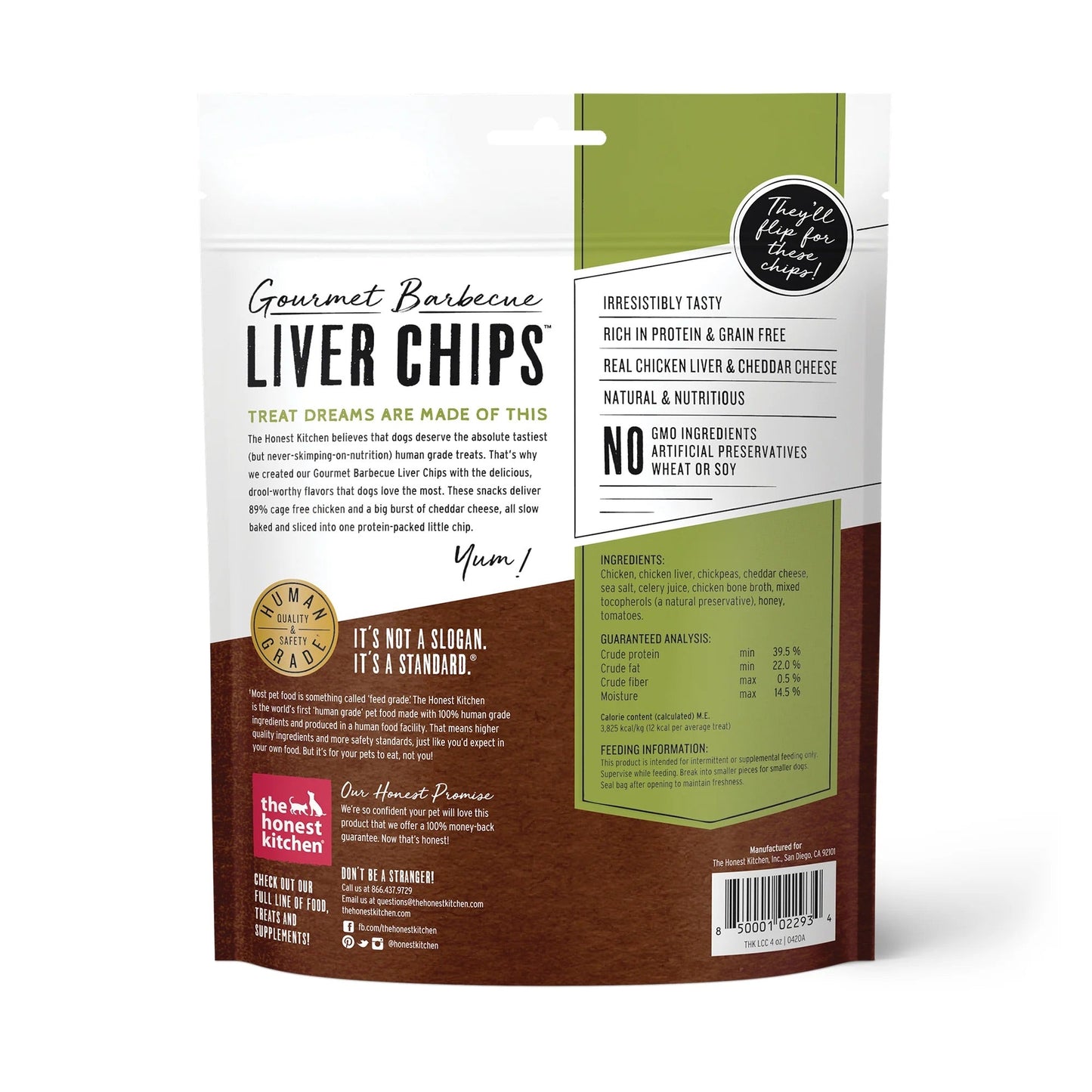 Honest Kitchen Gourmet BBQ Chicken Liver Chips Dog Treats (4oz)