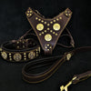 Premium Pet Guardian Gear: "Maximus Brown" BIG dog SET- Harness - collar - lead. Brass rivets - Sanctum Paws and Fangs
