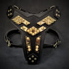 Premium Pet Guardian Gear: The ''Midas'' leather dog harness gold - Sanctum Paws and Fangs
