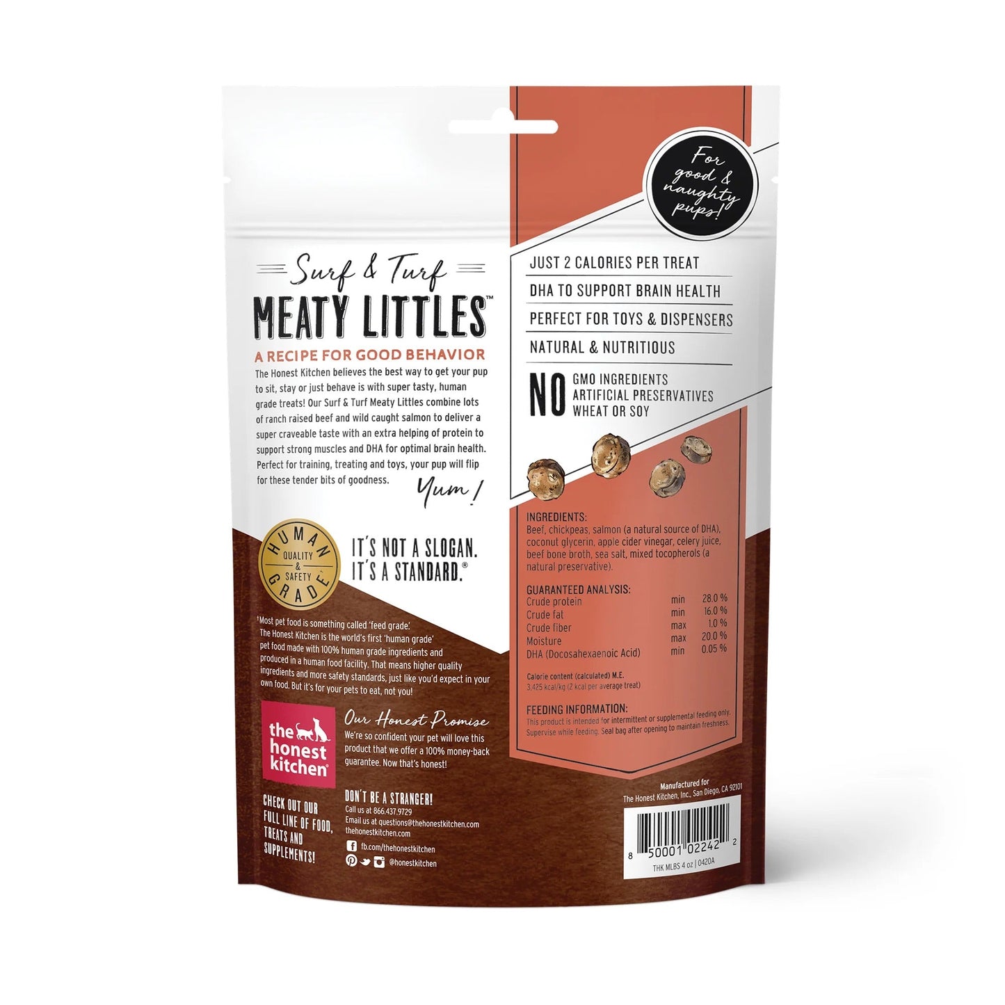 Honest Kitchen Meaty Littles Surf & Turf-Beef & Salmon Dog Treats (4oz)