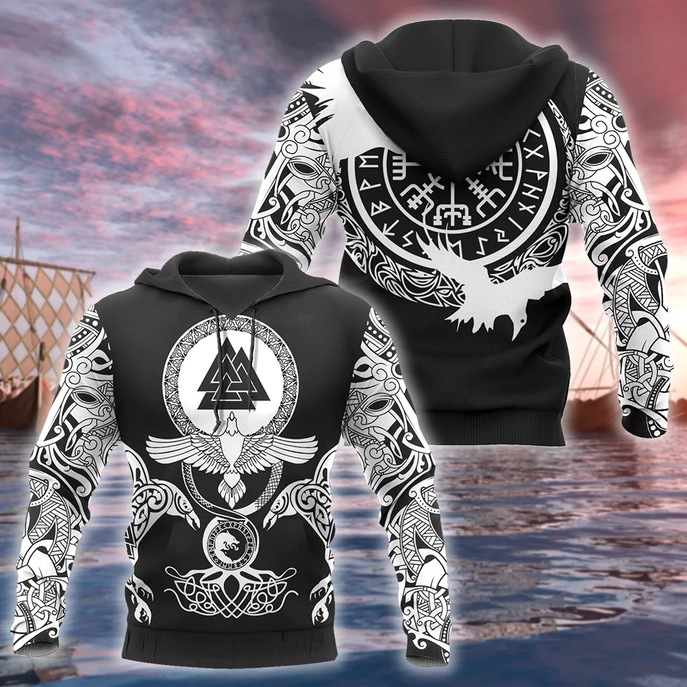 Eagle Print Hoodie with Hooded Design