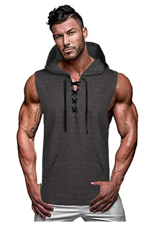 Men's Casual Hooded Solid Color Sleeveless Vest