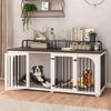Large Dog Kennel Furniture for 2 Dogs74.8 XXL Wooden Double Dog Crates Cage Furniture Style with Divider for Large Breed with Storage Rack Shelf TV Stand Table IndoorWhite