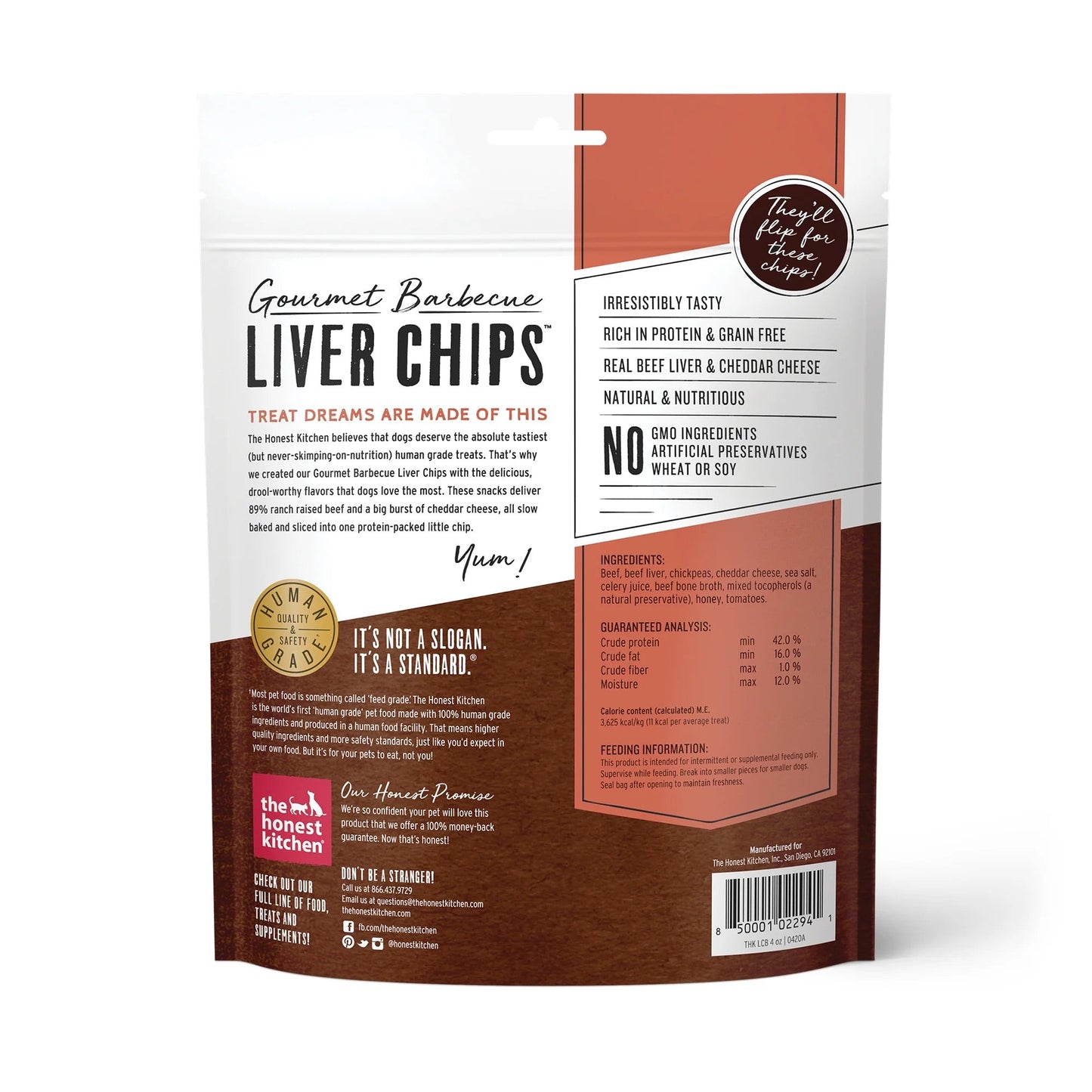 Honest Kitchen Gourmet BBQ Beef Liver & Cheddar Chips Dog Treats (4oz)